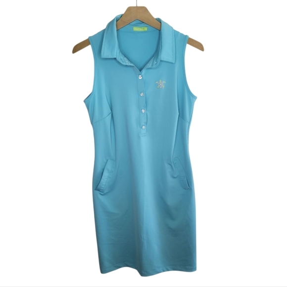 Tee 2 Sea | Turquoise Sleeveless Polo Collared Golf Dress Size Small - Picture 1 of 6